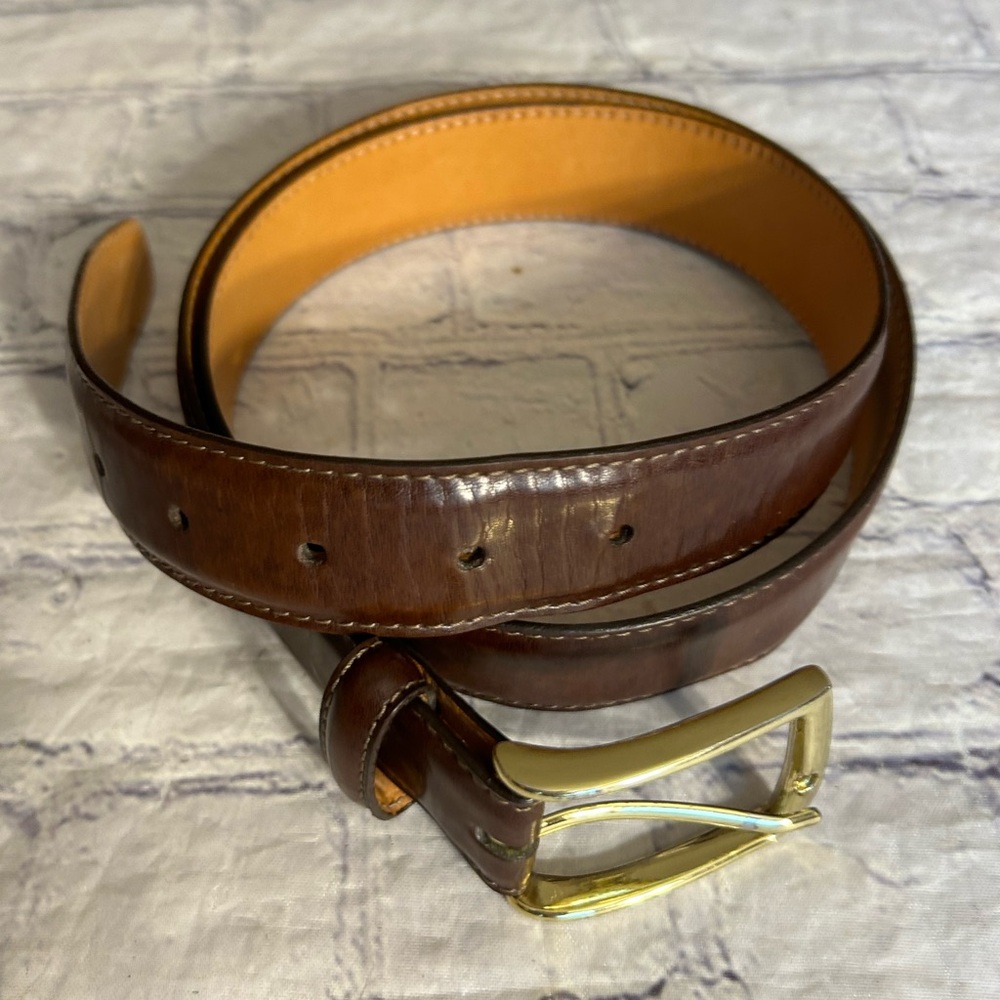 MARTIN DINGMAN GENUINE COACHMAN LEATHER SADDLE LEATHER LINING ITALY MENS BELT 36